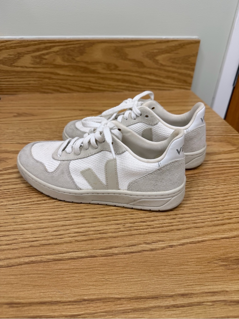 Veja Low-Profile Sneakers in White and Light Gray